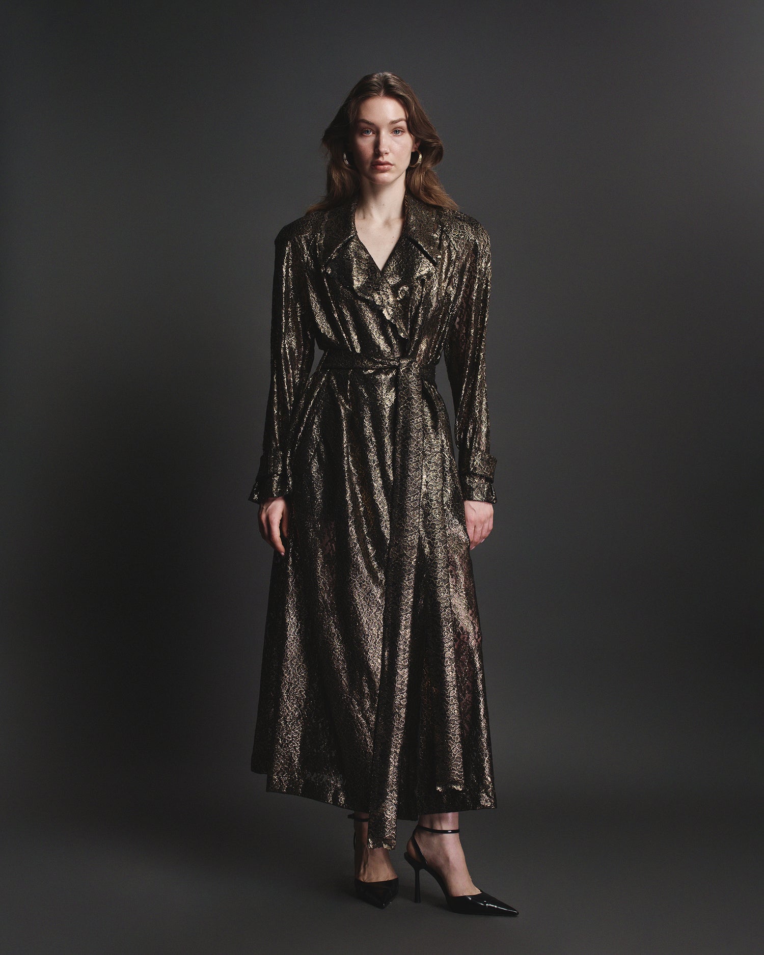 Ophelia Lace Trench in Gold