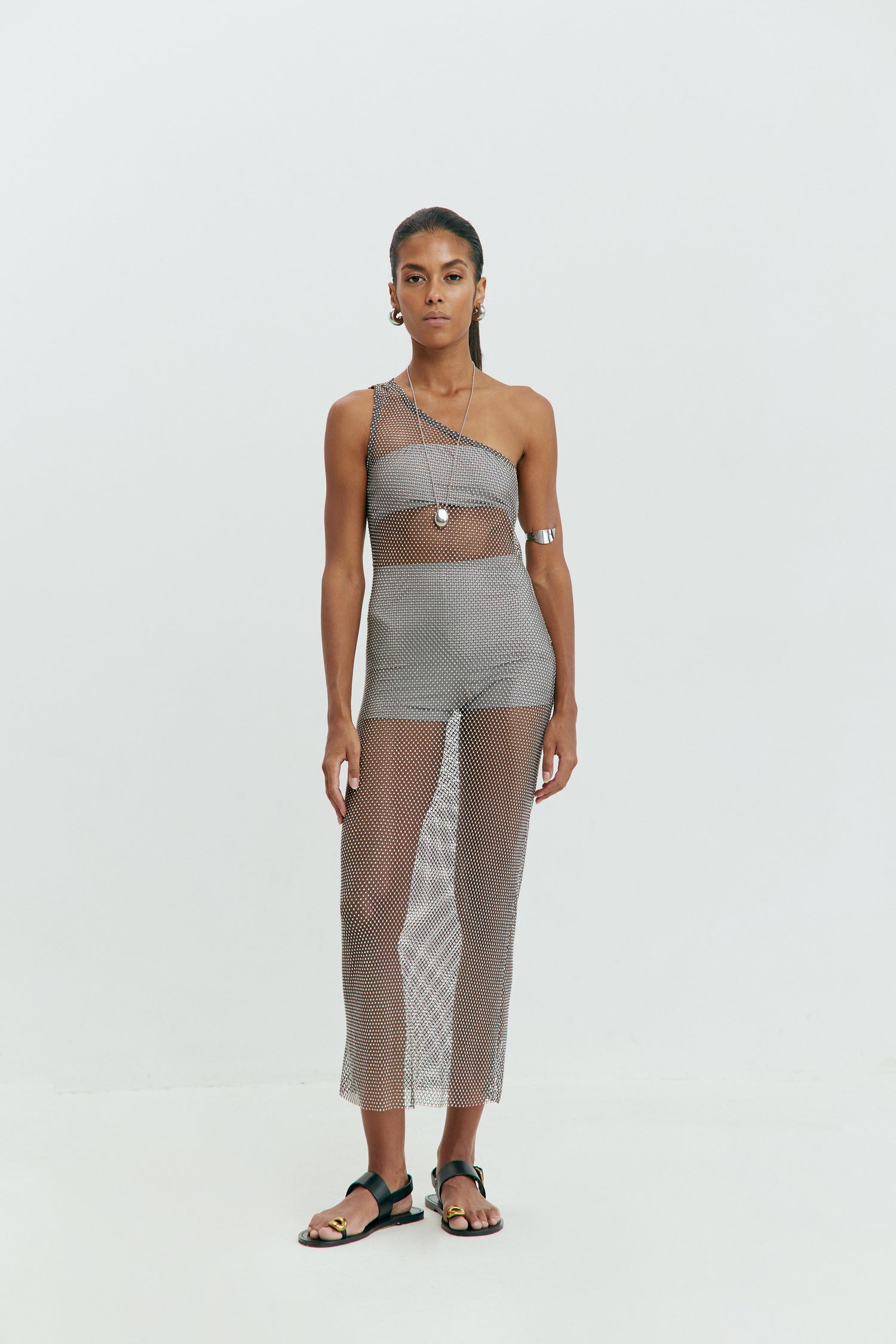 Zoryana Gray Mesh Dress