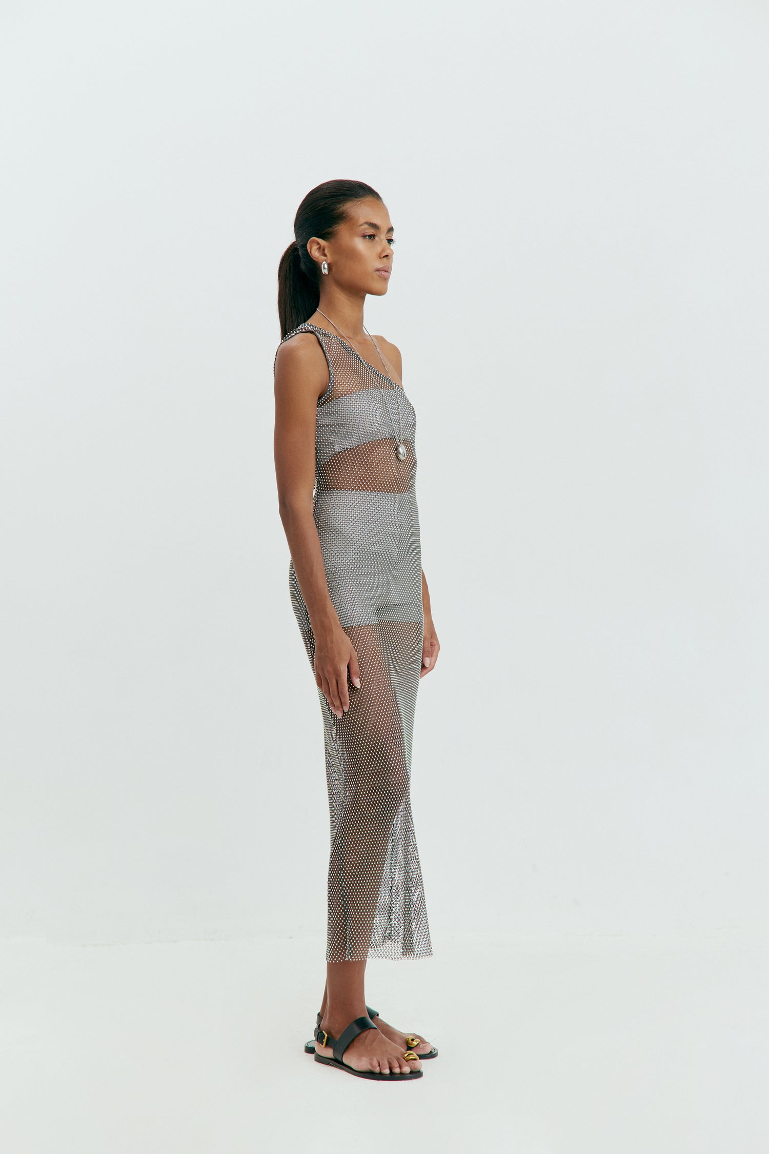 Zoryana Gray Mesh Dress