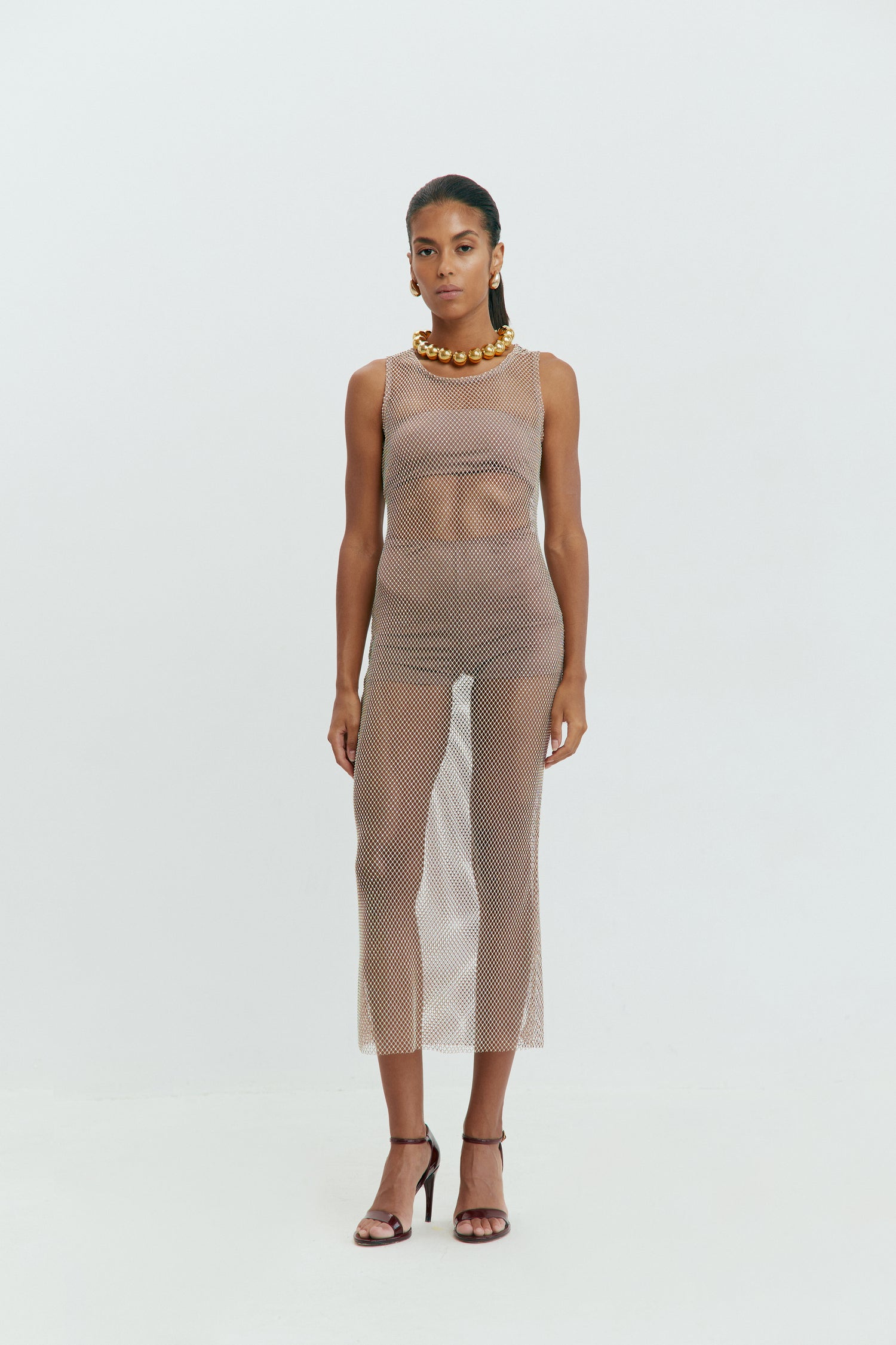 Rosa Beige Mesh Dress