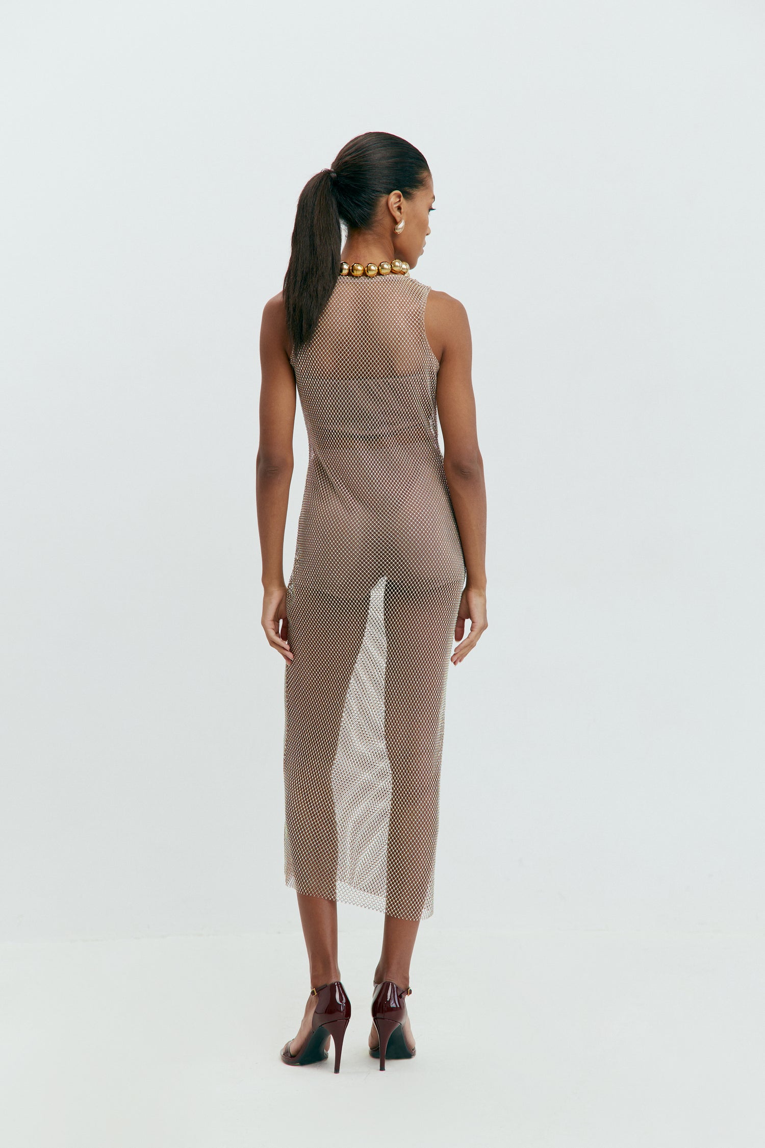 Rosa Beige Mesh Dress