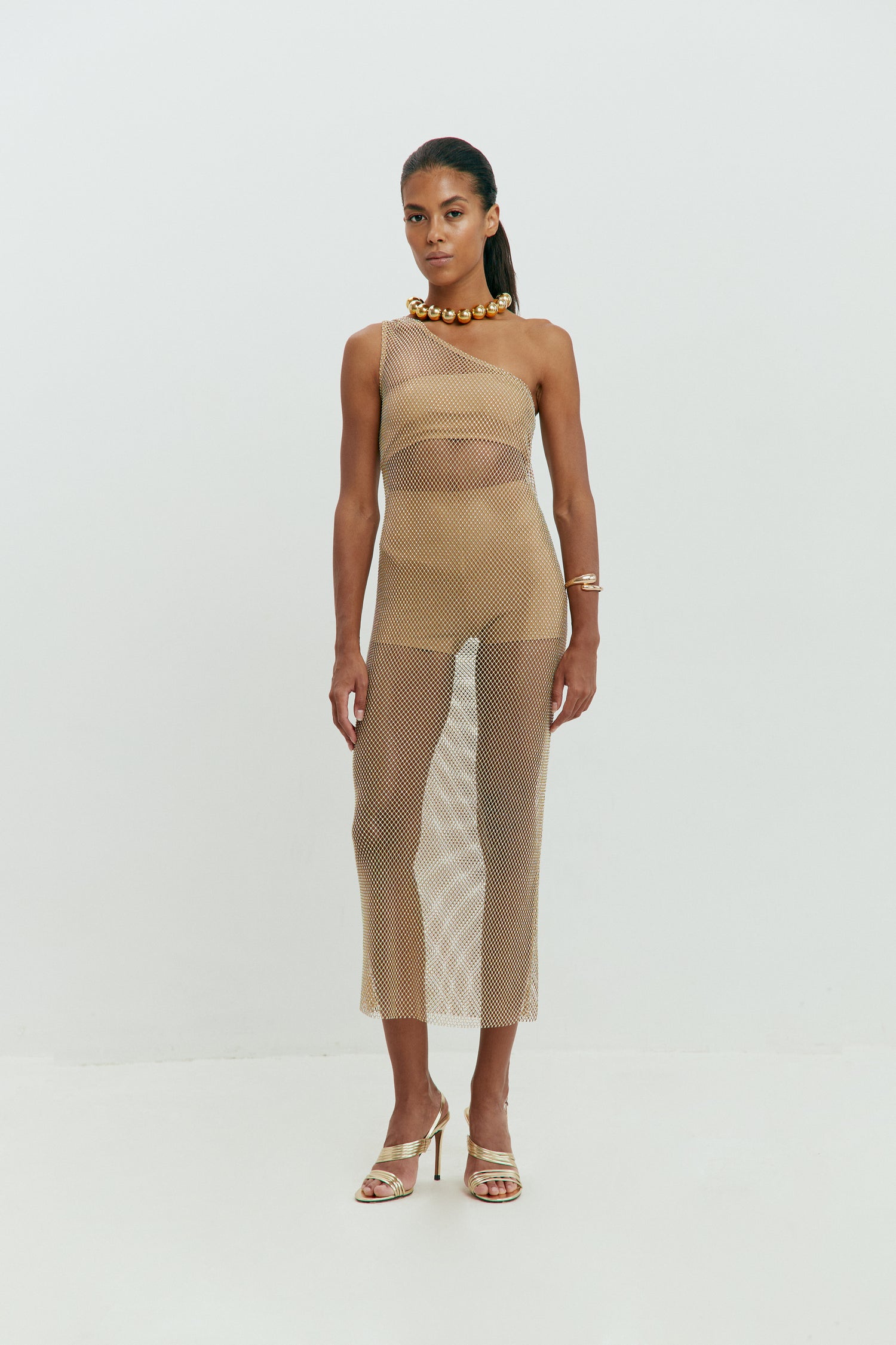 Zoryana Golden Mesh Dress