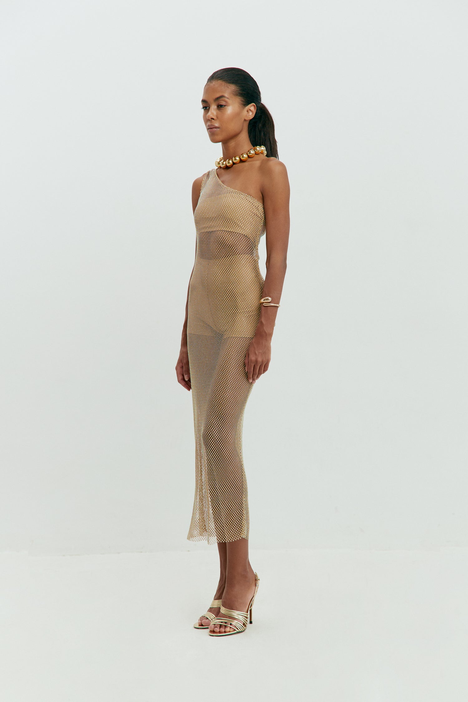 Zoryana Golden Mesh Dress