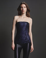 Ophelia Lace Corset in Sapphire Metallic