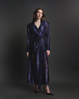 Ophelia Lace Trench in Sapphire Metallic
