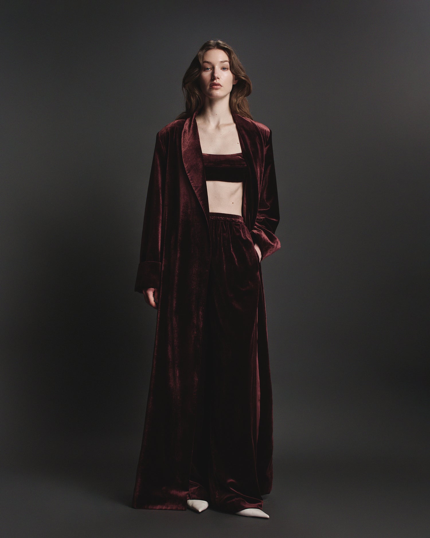 Helia Coat in Deep Garnet